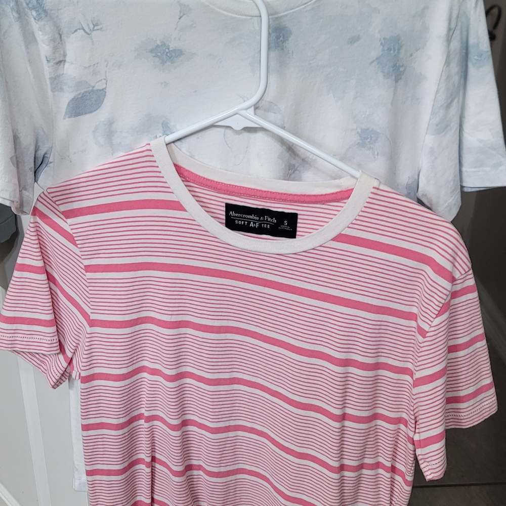 Abercrombie & Fitch Pink and Cream Striped Top